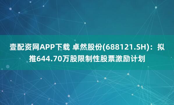 壹配资网APP下载 卓然股份(688121.SH)：拟推644.70万股限制性股票激励计划